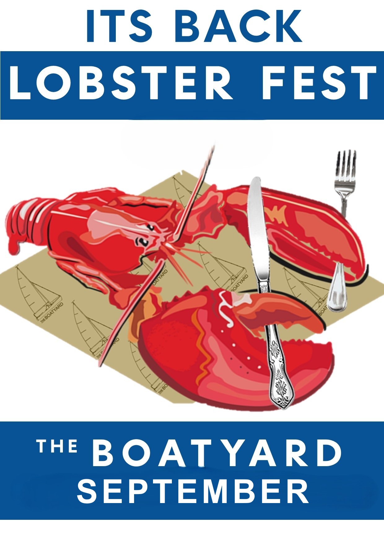 Lobster Fest September 2026 Lobster Fest promotional poster featuring a lobster, cutlery, and event details.