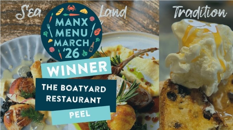 Logo promoting the Boatyard Restaurant as the winner of the Manx Menu competition.